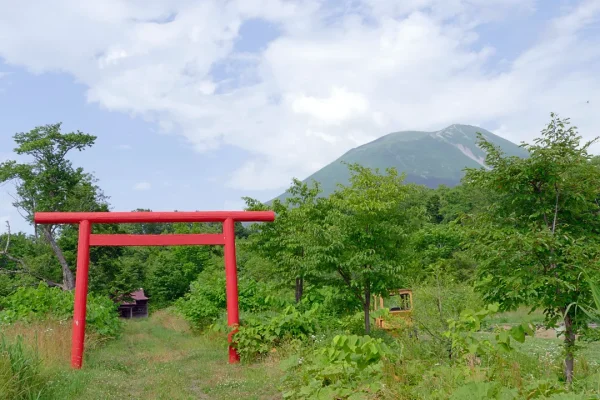 近藤八幡宮 鳥居と羊蹄山