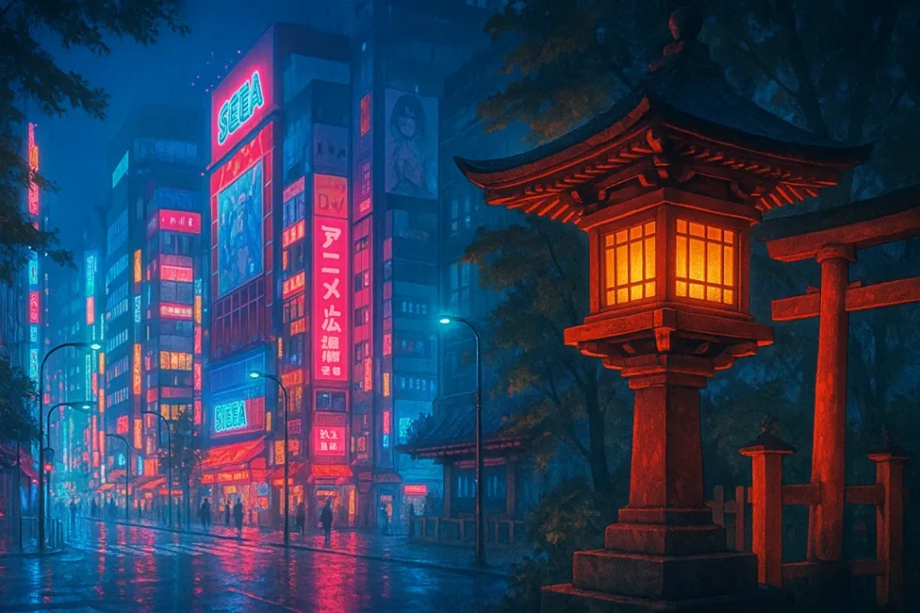 秋葉原と秋葉神社（イメージ）